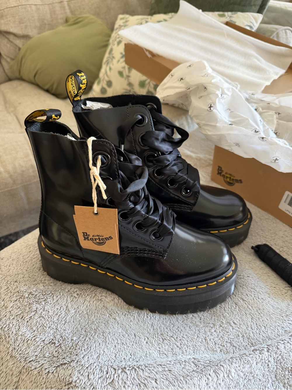 Dr. Martens Black Molly Lace-Up Ankle Boots